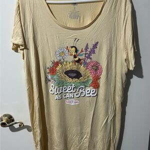 Disney Flower and Garden Tan Tee with Floral Bee Design